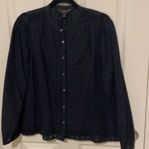 J Crew navy eyelet blouse size 14